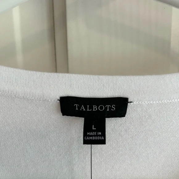 NWT Talbots White Scalloped Cardigan - Picture 4 of 5